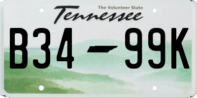 TN license plate B3499K