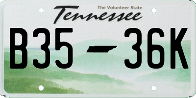 TN license plate B3536K