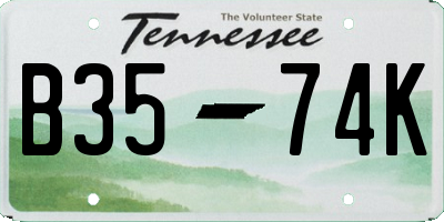 TN license plate B3574K