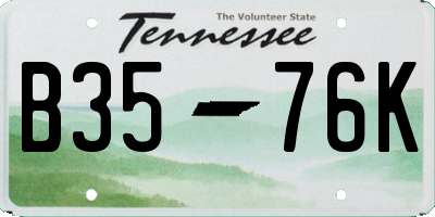 TN license plate B3576K