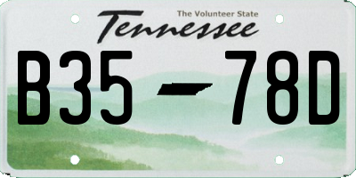 TN license plate B3578D
