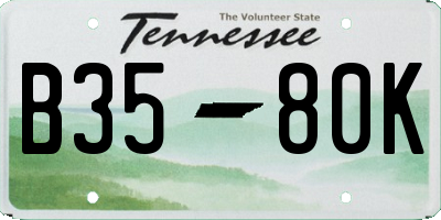 TN license plate B3580K