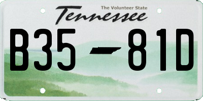 TN license plate B3581D