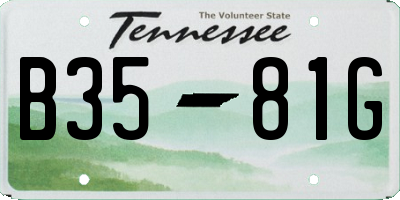 TN license plate B3581G
