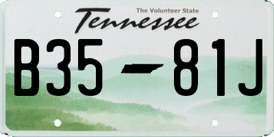TN license plate B3581J