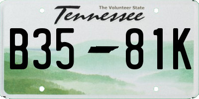 TN license plate B3581K