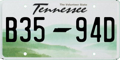 TN license plate B3594D