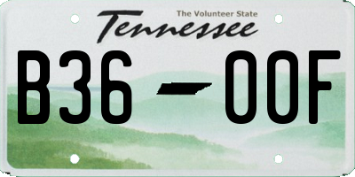 TN license plate B3600F