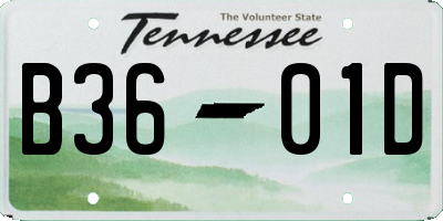 TN license plate B3601D