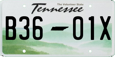TN license plate B3601X