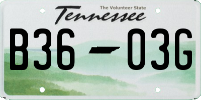 TN license plate B3603G