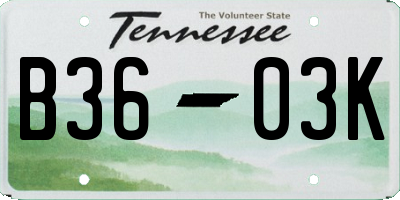 TN license plate B3603K