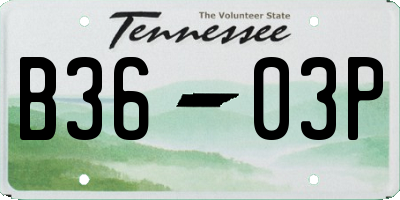 TN license plate B3603P