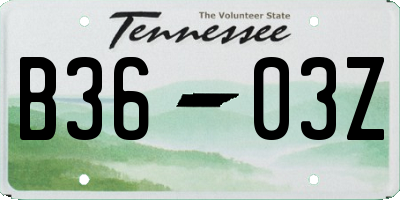 TN license plate B3603Z