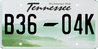 TN license plate B3604K