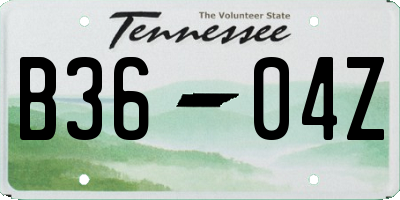 TN license plate B3604Z