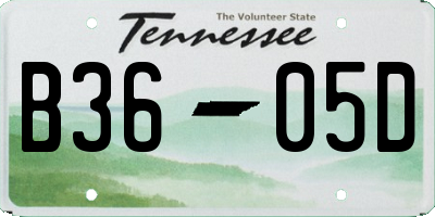 TN license plate B3605D