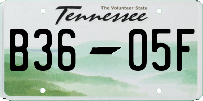 TN license plate B3605F