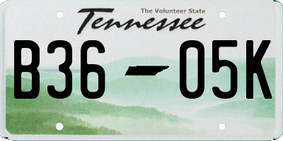 TN license plate B3605K