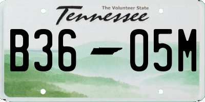 TN license plate B3605M