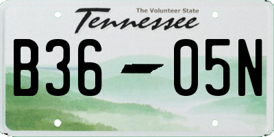 TN license plate B3605N