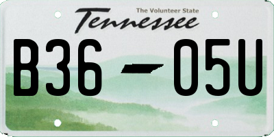 TN license plate B3605U