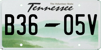 TN license plate B3605V