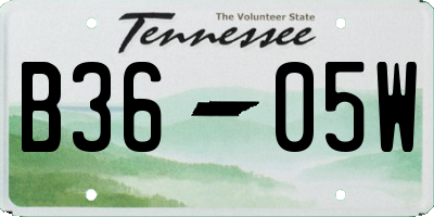 TN license plate B3605W