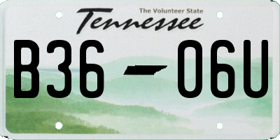 TN license plate B3606U