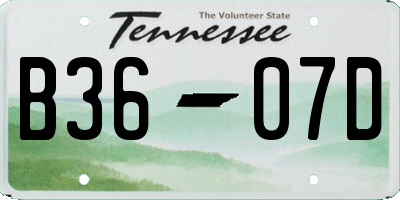 TN license plate B3607D