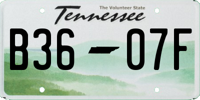 TN license plate B3607F