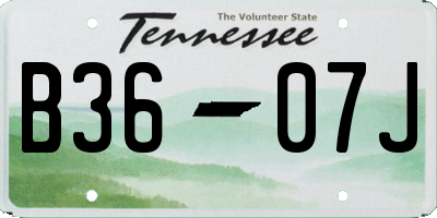 TN license plate B3607J