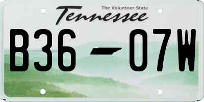 TN license plate B3607W