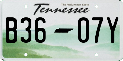 TN license plate B3607Y