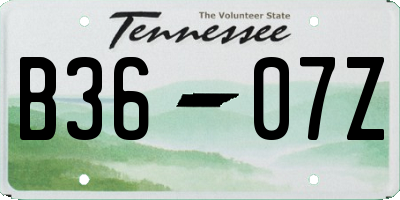 TN license plate B3607Z
