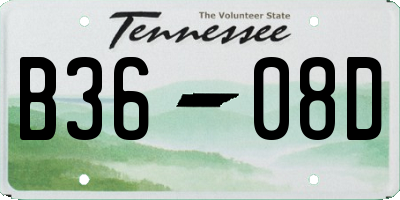 TN license plate B3608D