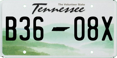 TN license plate B3608X