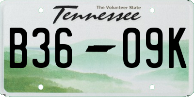 TN license plate B3609K