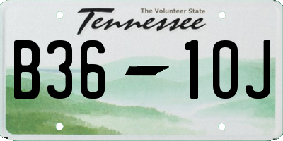 TN license plate B3610J