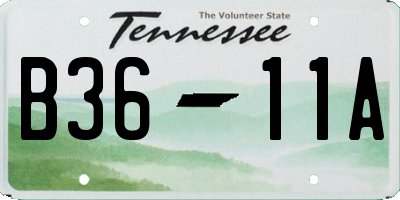 TN license plate B3611A