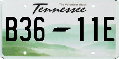 TN license plate B3611E