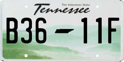 TN license plate B3611F