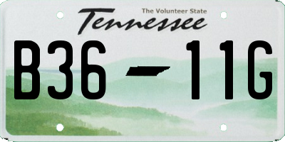 TN license plate B3611G