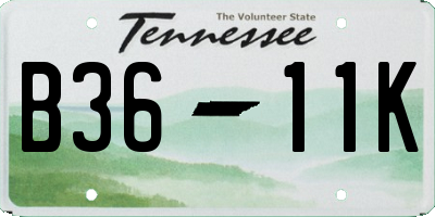 TN license plate B3611K