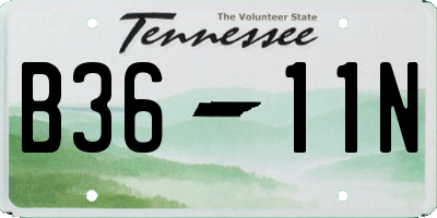 TN license plate B3611N