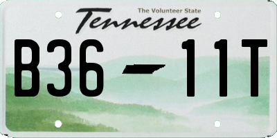TN license plate B3611T