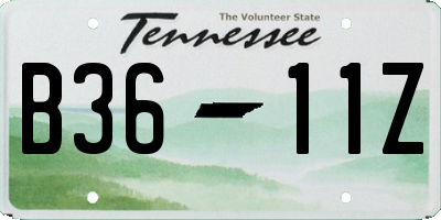 TN license plate B3611Z