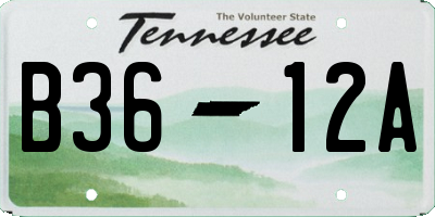 TN license plate B3612A