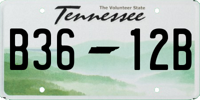 TN license plate B3612B