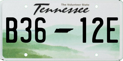 TN license plate B3612E